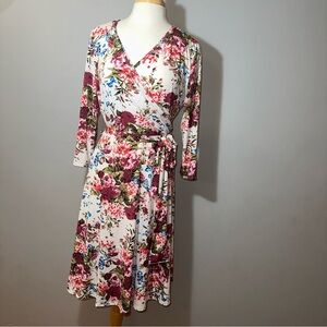 pink blush maternity wrap Dress White Floral Plus Size 2XL